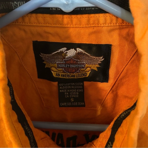 HARLEY DAVIDSON Moto Sleeveless Orange Button Down Shirt Size Small - Picture 4 of 11